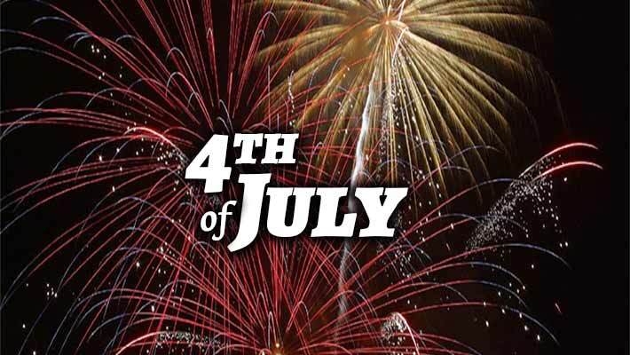 A firework exploding in the sky with the words 4th of July written over it.