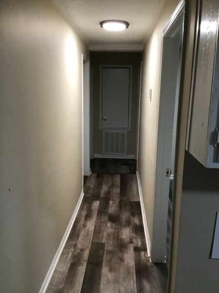 Remodeled hallway in 201 Volz. 