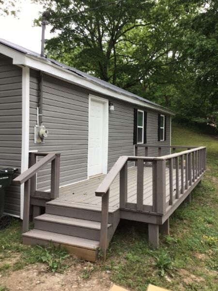 A back porch view of 201 Volz.